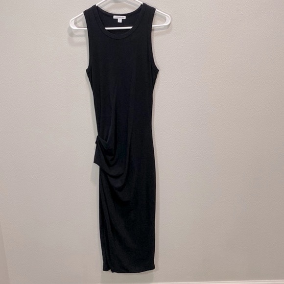 James Perse Dresses & Skirts - Standard James Perse skinny side ruched‎ dress  tank dress black